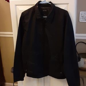Nautica black polyester zip front jacket Water/Wind resistant mesh lining M EUC…